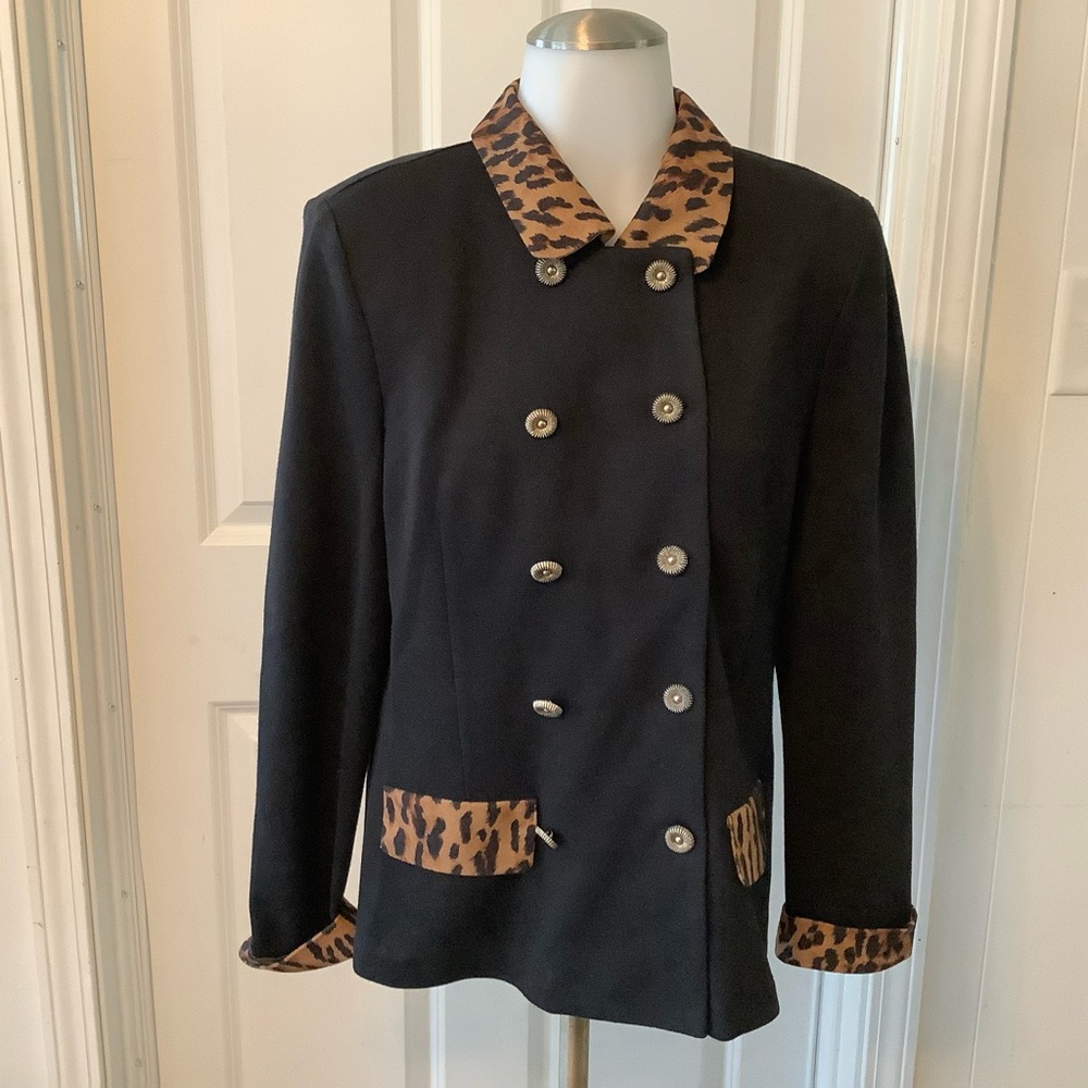 Pablo collection blazer animal print and black size 8 petite